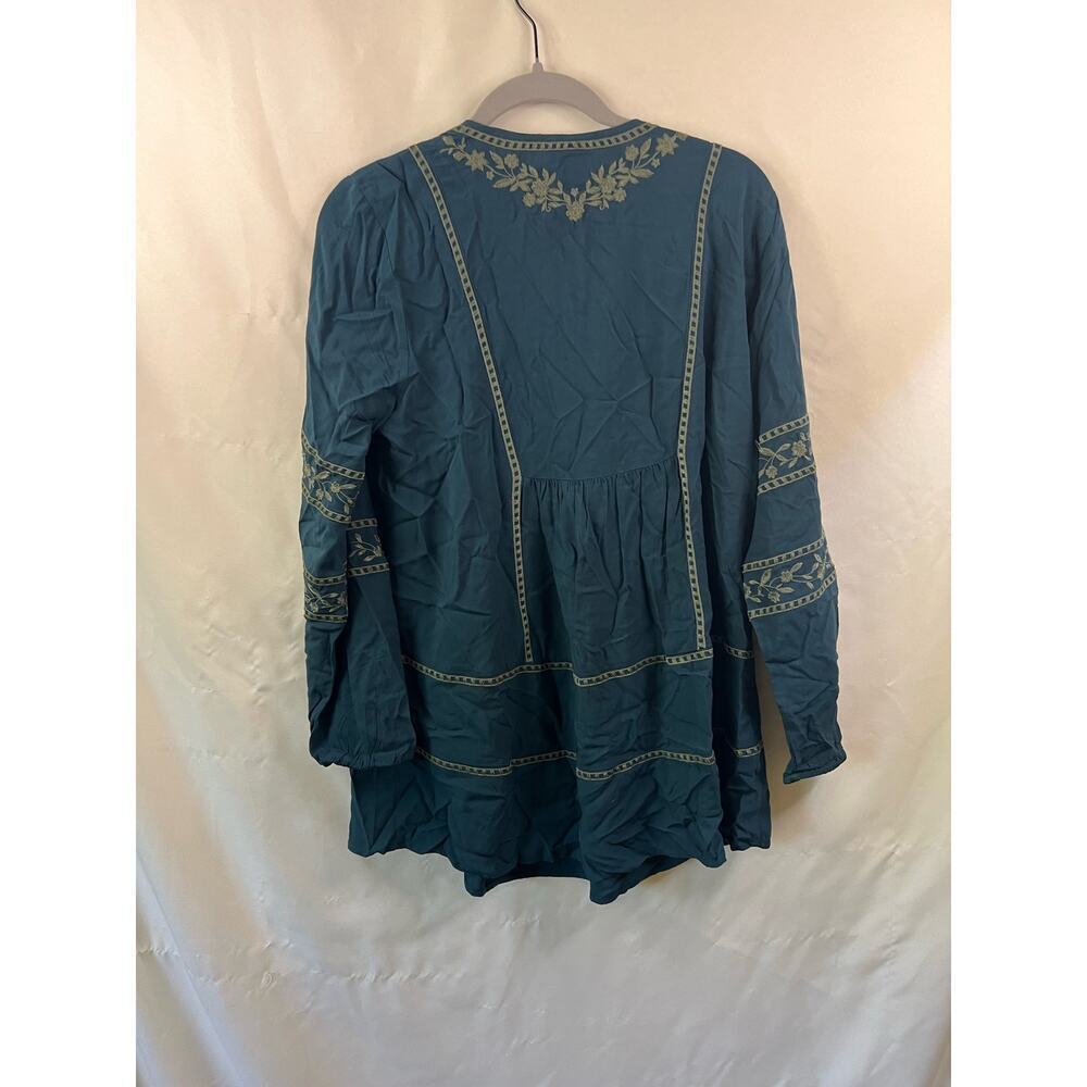 J. Jill Green Embroidered V-Neck Tunic Size Small - Picture 4 of 4